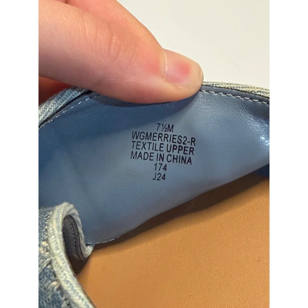 GUESS Denim Logo Platform Wedge Sandals Crisscross Womens SZ 7.5M Stylish Casul - Picture 5 of 9